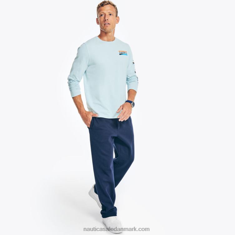 bæredygtigt udformet langærmet grafisk t-shirt crest blå Nautica PZ4T254 Mænd