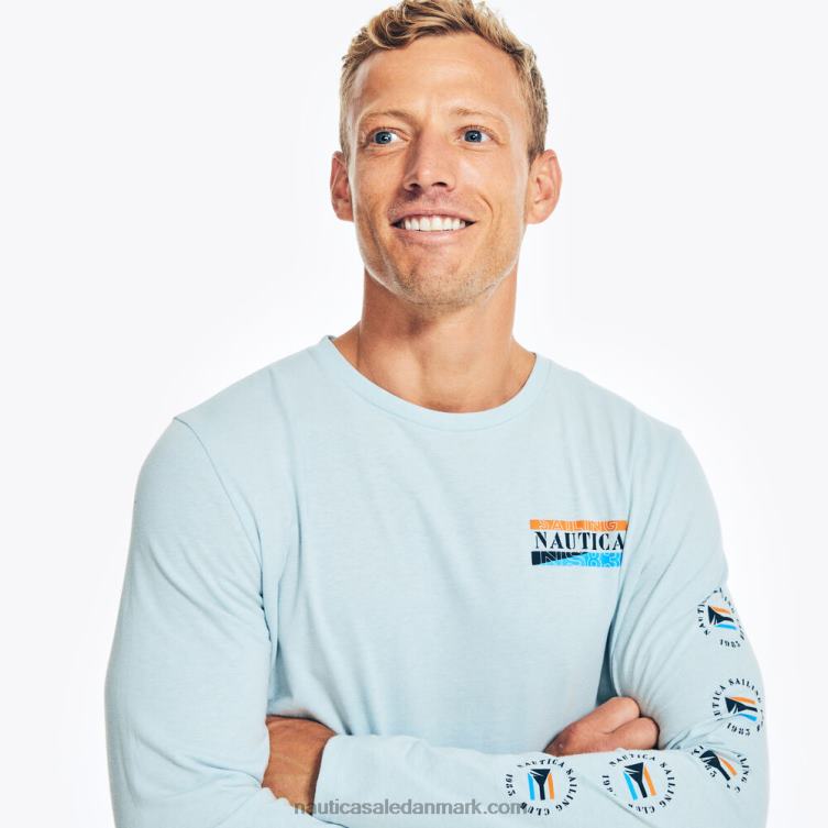 bæredygtigt udformet langærmet grafisk t-shirt crest blå Nautica PZ4T254 Mænd