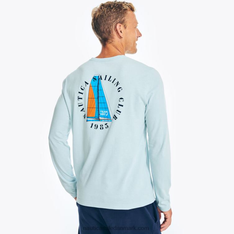 bæredygtigt udformet langærmet grafisk t-shirt crest blå Nautica PZ4T254 Mænd