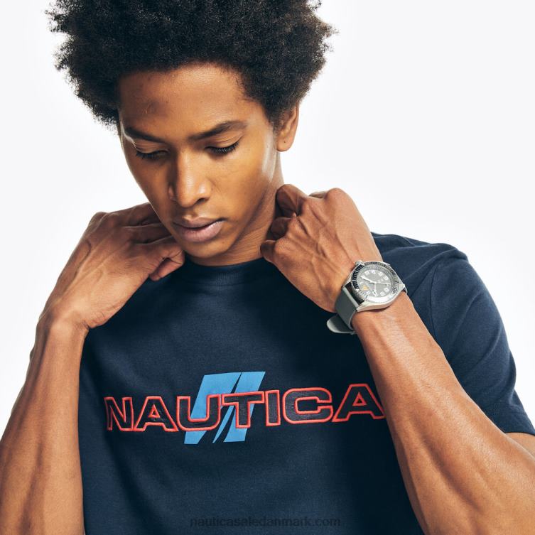 bæredygtigt udformet logo grafisk t-shirt flåde Nautica PZ4T229 Mænd
