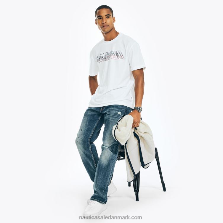 bæredygtigt udformet logo grafisk t-shirt sejl hvidt Nautica PZ4T536 Mænd