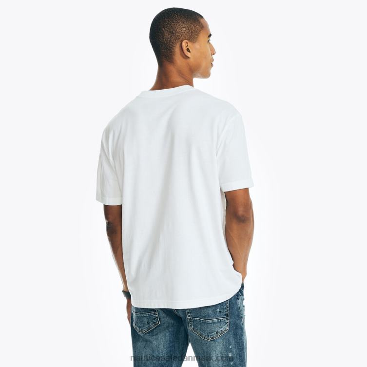 bæredygtigt udformet logo grafisk t-shirt sejl hvidt Nautica PZ4T536 Mænd