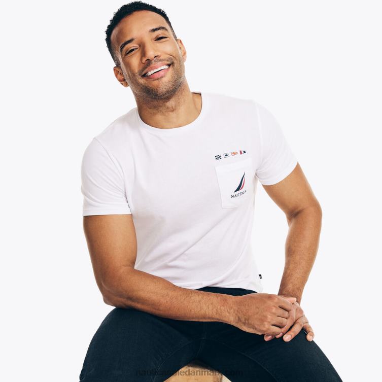 bæredygtigt udformet n-83 logo grafisk t-shirt lyse hvid Nautica PZ4T616 Mænd
