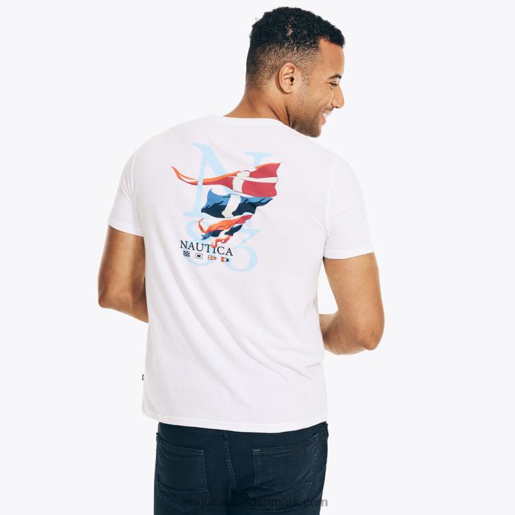 bæredygtigt udformet n-83 logo grafisk t-shirt lyse hvid Nautica PZ4T616 Mænd