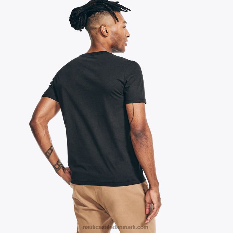 bæredygtigt udformet sejlende grafisk t-shirt ægte sort Nautica PZ4T369 Mænd