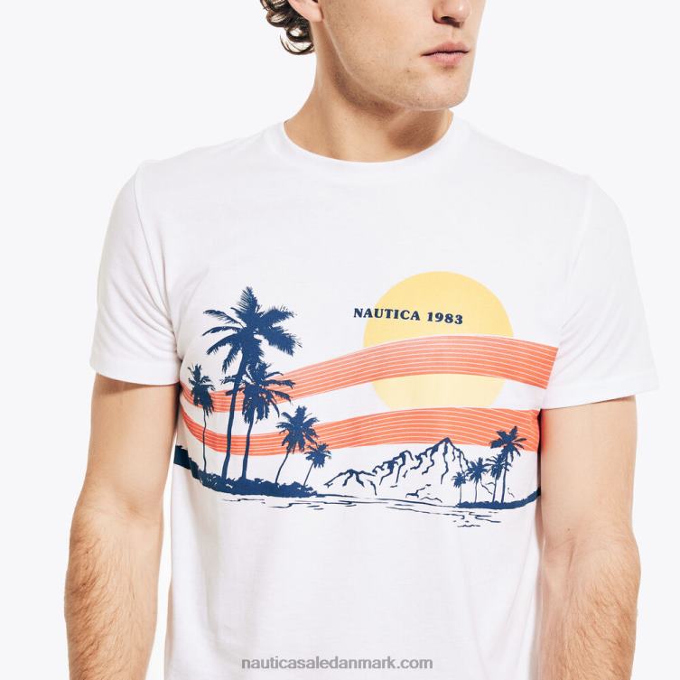 bæredygtigt udformet strandvibes grafisk t-shirt lyse hvid Nautica PZ4T662 Mænd