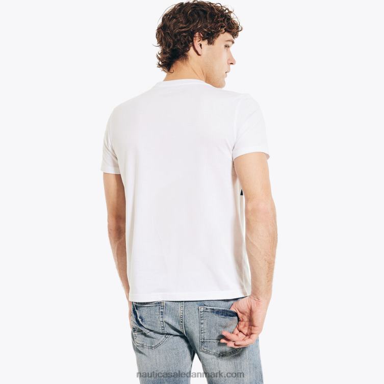 bæredygtigt udformet strandvibes grafisk t-shirt lyse hvid Nautica PZ4T662 Mænd