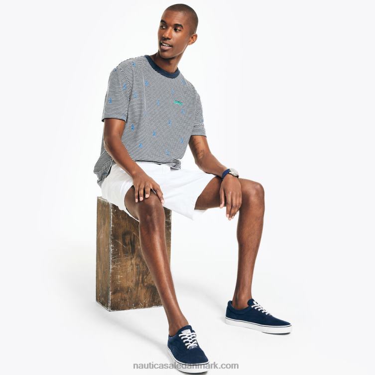 bæredygtigt udformet stribet t-shirt med rund hals flåde Nautica PZ4T543 Mænd