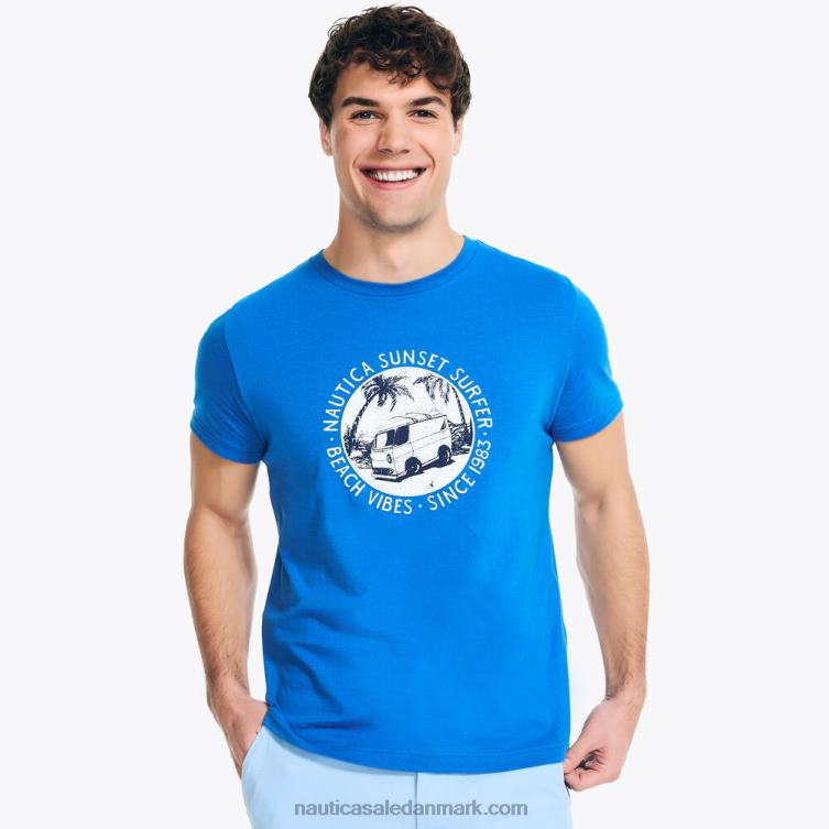 bæredygtigt udformet sunset surfer grafisk t-shirt ægte flåde Nautica PZ4T359 Mænd