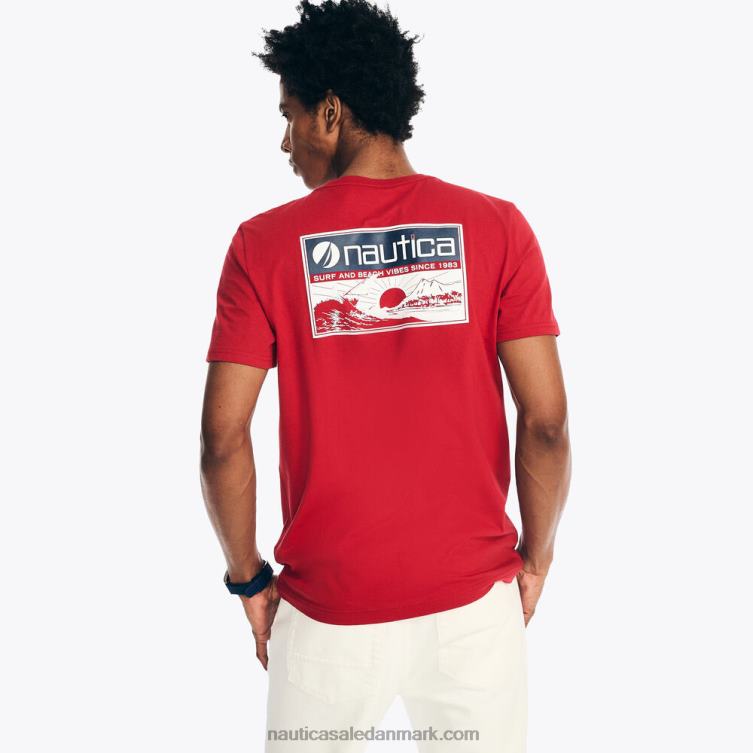 bæredygtigt udformet surf beach vibes grafisk t-shirt nautica rød Nautica PZ4T419 Mænd