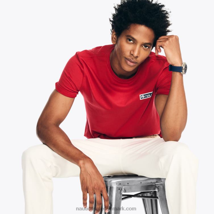 bæredygtigt udformet surf beach vibes grafisk t-shirt nautica rød Nautica PZ4T419 Mænd