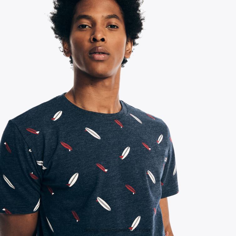 bæredygtigt udformet trykt t-shirt med rund hals flåde Nautica PZ4T270 Mænd