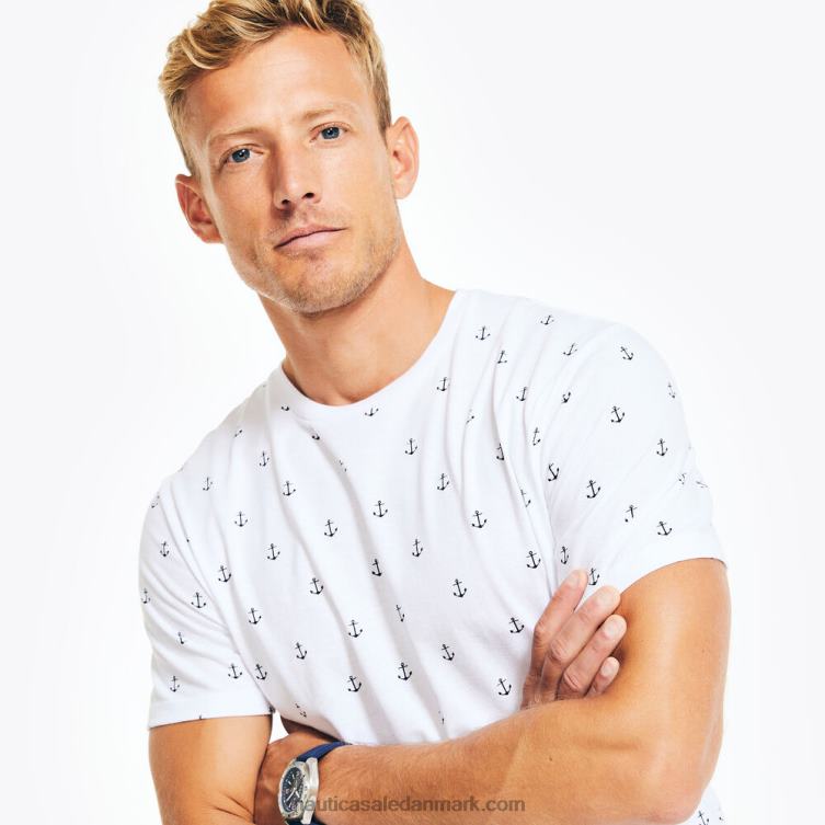 bæredygtigt udformet trykt t-shirt med rund hals lyse hvid Nautica PZ4T45 Mænd