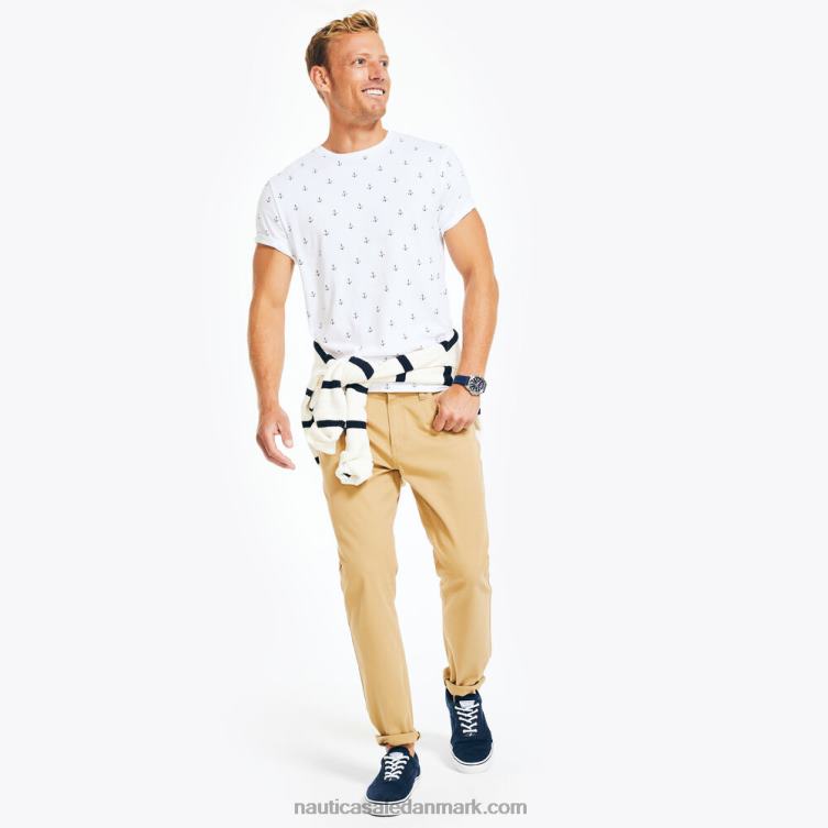 bæredygtigt udformet trykt t-shirt med rund hals lyse hvid Nautica PZ4T45 Mænd