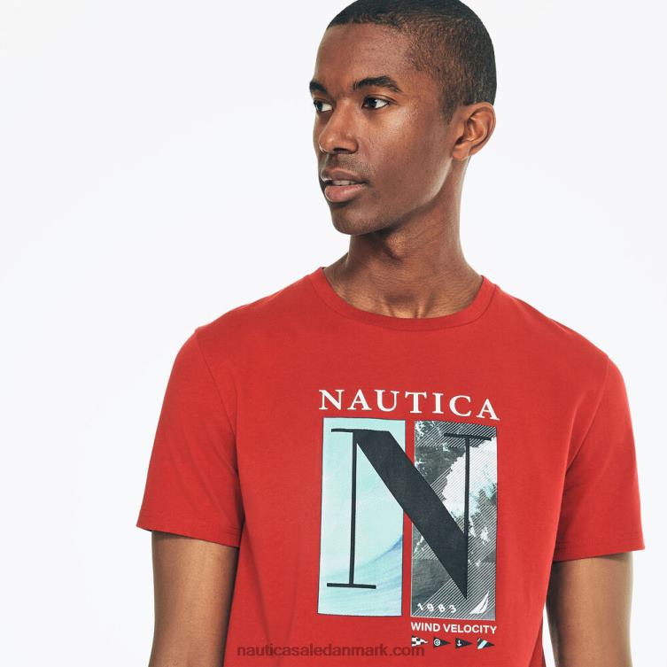 bæredygtigt udformet vindhastighed grafisk t-shirt nautica rød Nautica PZ4T585 Mænd