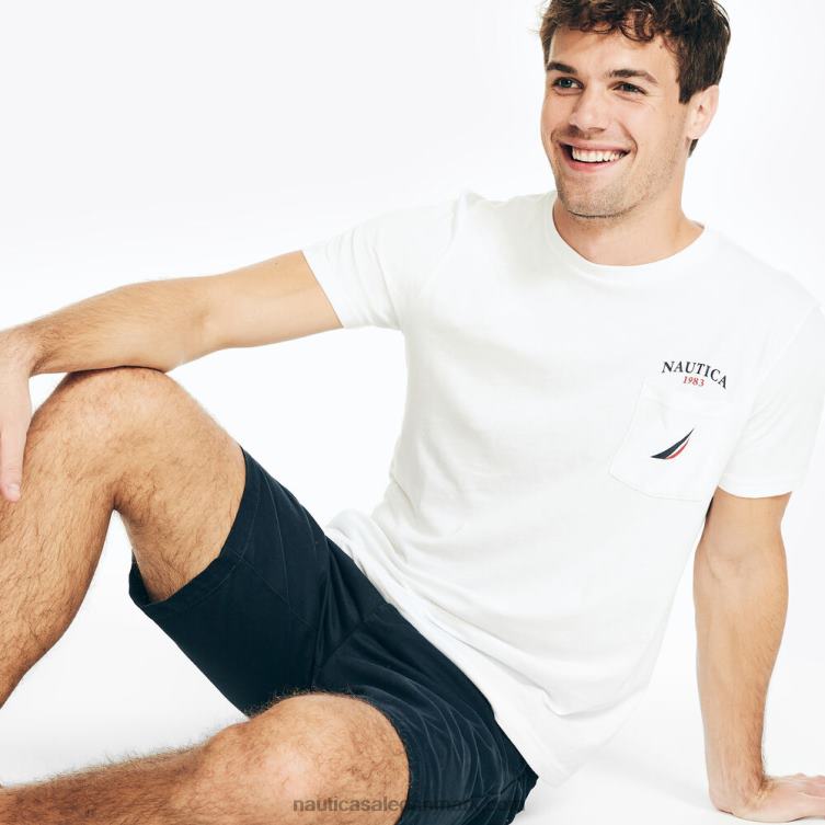 bæredygtigt udformet yacht club grafisk t-shirt lyse hvid Nautica PZ4T301 Mænd