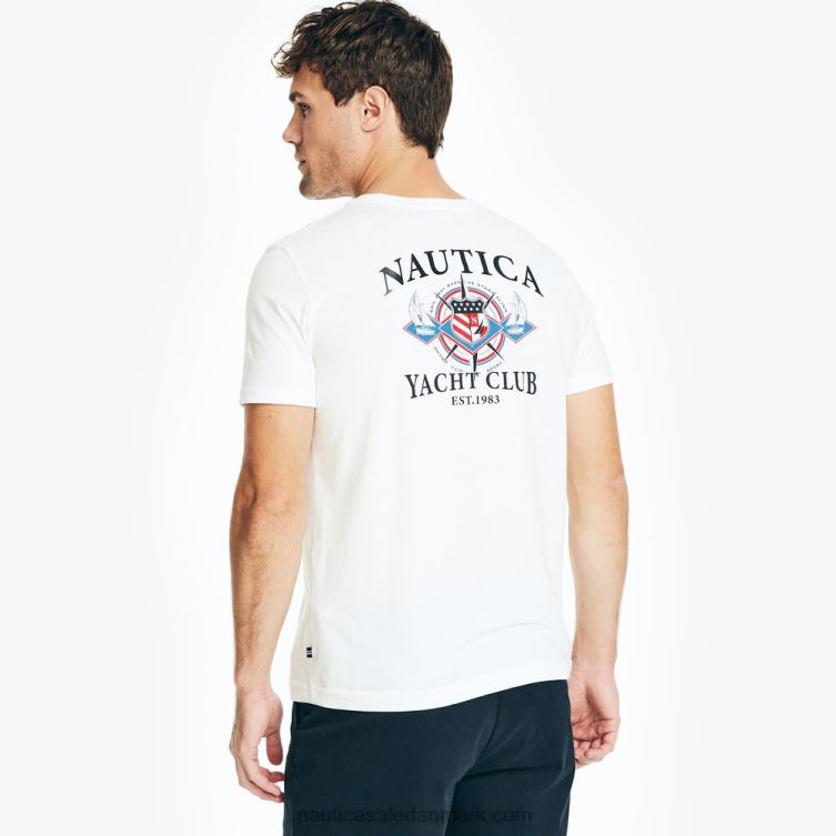 bæredygtigt udformet yacht club grafisk t-shirt lyse hvid Nautica PZ4T301 Mænd