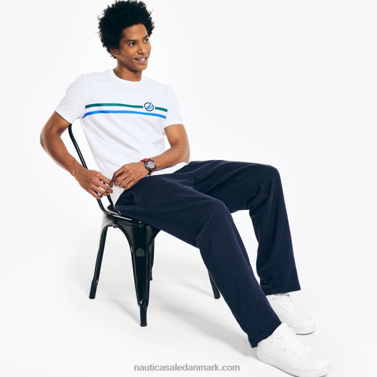 bryststribet t-shirt med rund hals lyse hvid Nautica PZ4T417 Mænd