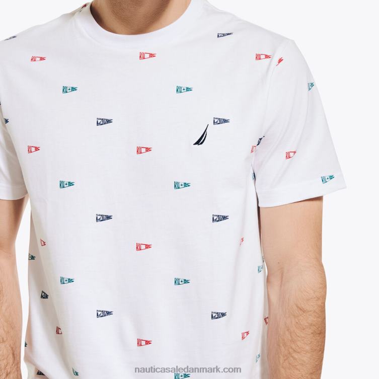 flagprint t-shirt med rund hals lyse hvid Nautica PZ4T292 Mænd