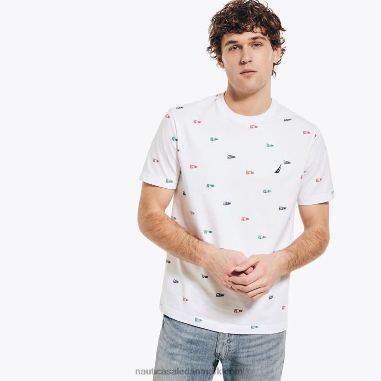 flagprint t-shirt med rund hals lyse hvid Nautica PZ4T292 Mænd