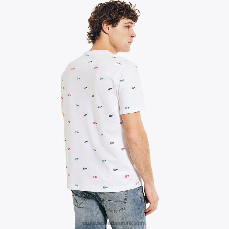 flagprint t-shirt med rund hals lyse hvid Nautica PZ4T292 Mænd