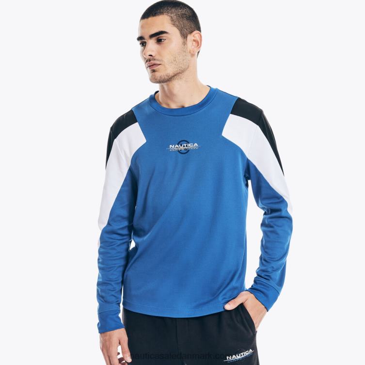 konkurrence bæredygtigt udformet grafisk langærmet t-shirt lys kobolt Nautica PZ4T203 Mænd