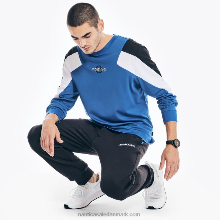 konkurrence bæredygtigt udformet grafisk langærmet t-shirt lys kobolt Nautica PZ4T203 Mænd