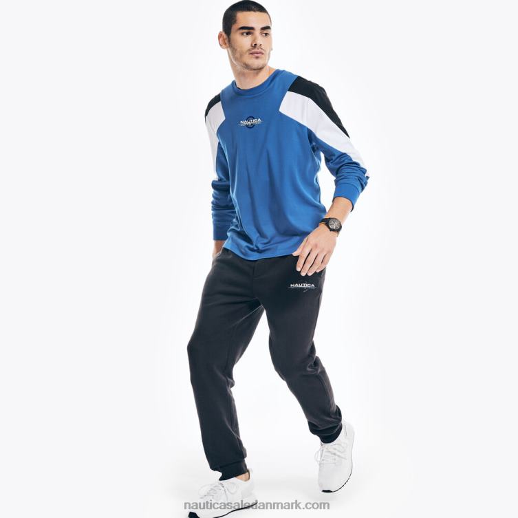 konkurrence bæredygtigt udformet grafisk langærmet t-shirt lys kobolt Nautica PZ4T203 Mænd