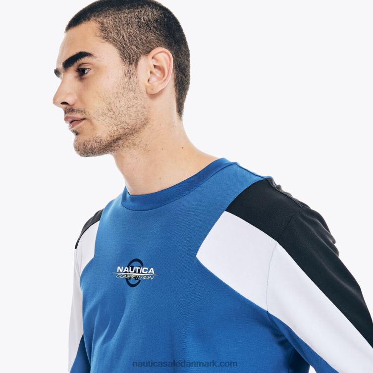 konkurrence bæredygtigt udformet grafisk langærmet t-shirt lys kobolt Nautica PZ4T203 Mænd