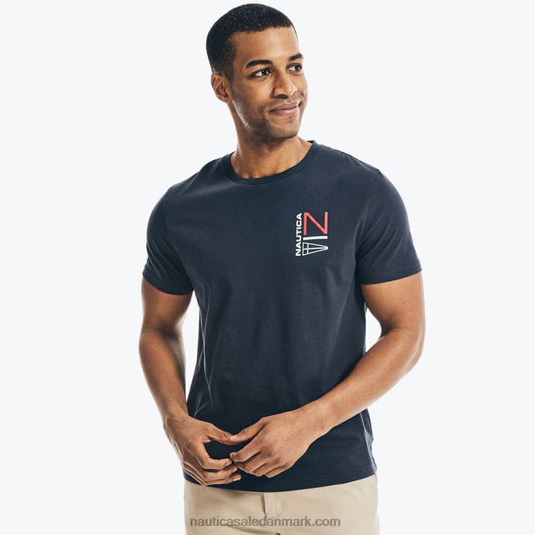 logo grafisk t-shirt flåde Nautica PZ4T639 Mænd