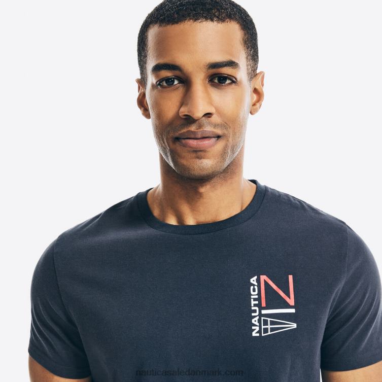 logo grafisk t-shirt flåde Nautica PZ4T639 Mænd