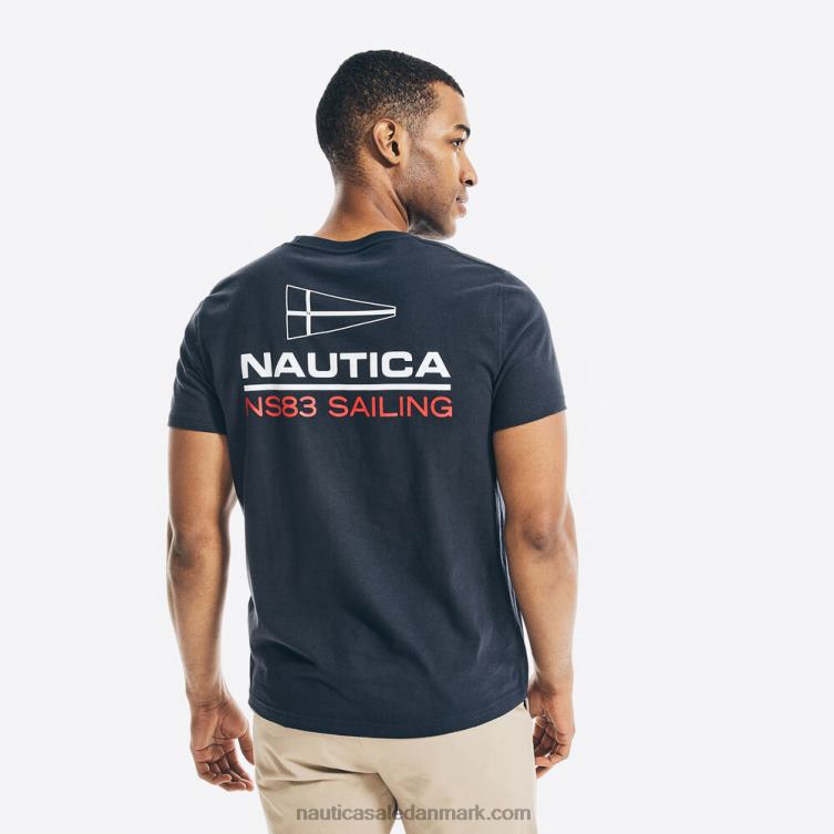 logo grafisk t-shirt flåde Nautica PZ4T639 Mænd