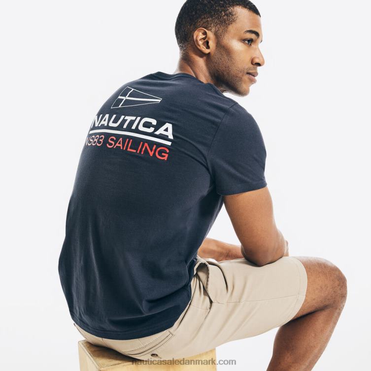 logo grafisk t-shirt flåde Nautica PZ4T639 Mænd
