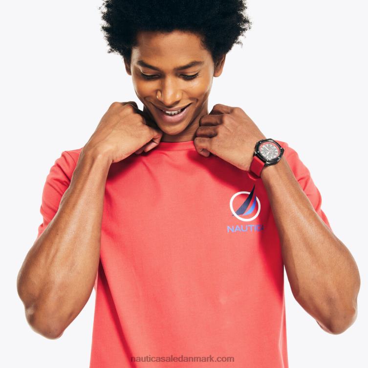oversized j-klasse logo t-shirt mørk koralkappe Nautica PZ4T432 Mænd