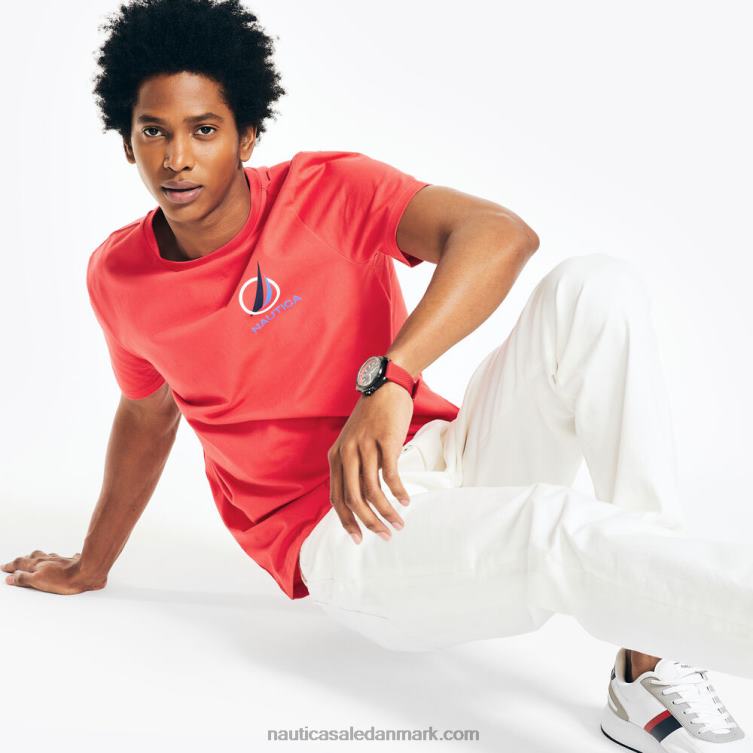 oversized j-klasse logo t-shirt mørk koralkappe Nautica PZ4T432 Mænd