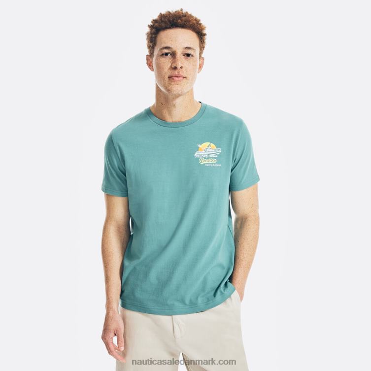 solnedgang båd grafisk t-shirt delphinium blå Nautica PZ4T622 Mænd