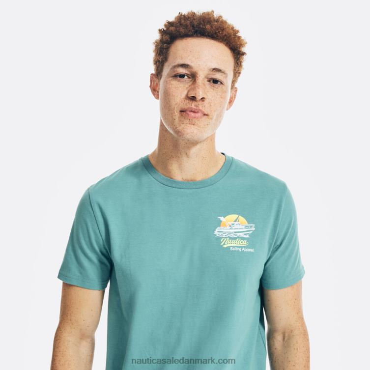 solnedgang båd grafisk t-shirt delphinium blå Nautica PZ4T622 Mænd