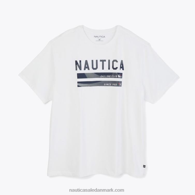 stor og høj bæredygtigt udformet grafisk sejlklub-t-shirt lyse hvid Nautica PZ4T594 Mænd
