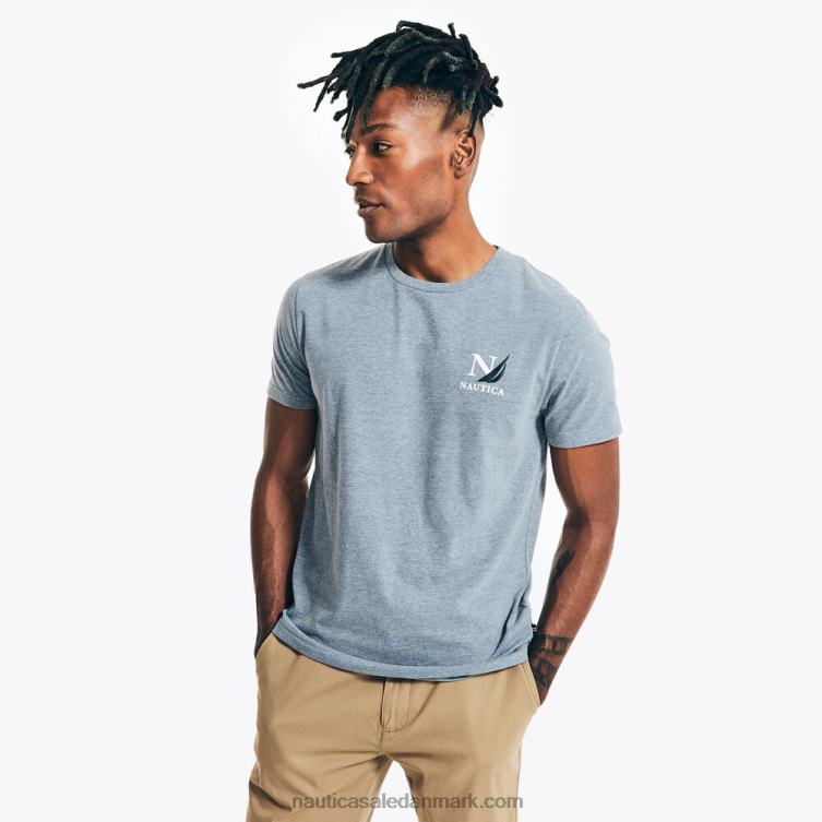 stor og høj, bæredygtigt udformet grafisk t-shirt til sejlerafdeling anker blå lyng Nautica PZ4T654 Mænd