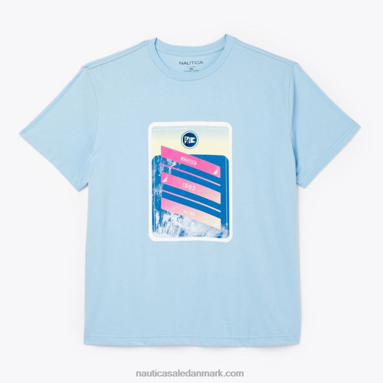 stor og høj bæredygtigt udformet havfotografisk t-shirt koboltbølge Nautica PZ4T600 Mænd