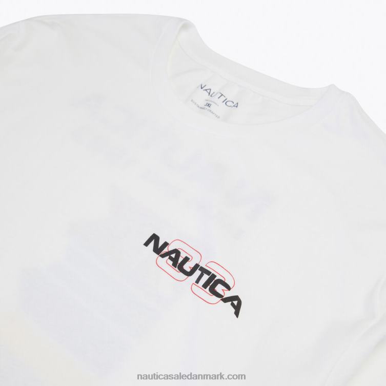 stor og høj bæredygtigt udformet konkurrence grafisk langærmet t-shirt lyse hvid Nautica PZ4T492 Mænd