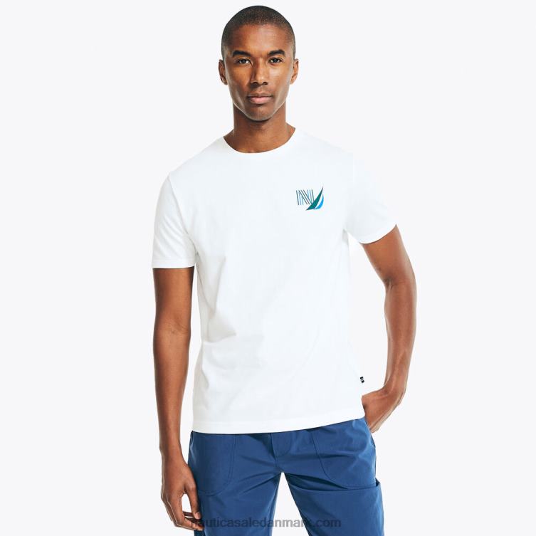 stor og høj bæredygtigt udformet ocean club grafisk t-shirt lyse hvid Nautica PZ4T688 Mænd