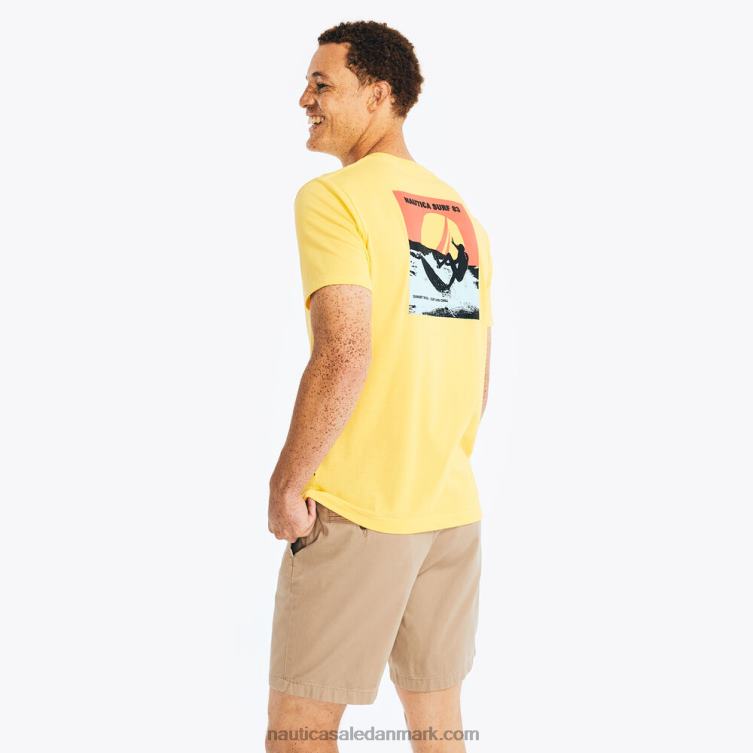 stor og høj bæredygtigt udformet surf grafisk t-shirt fransk vanilje Nautica PZ4T582 Mænd