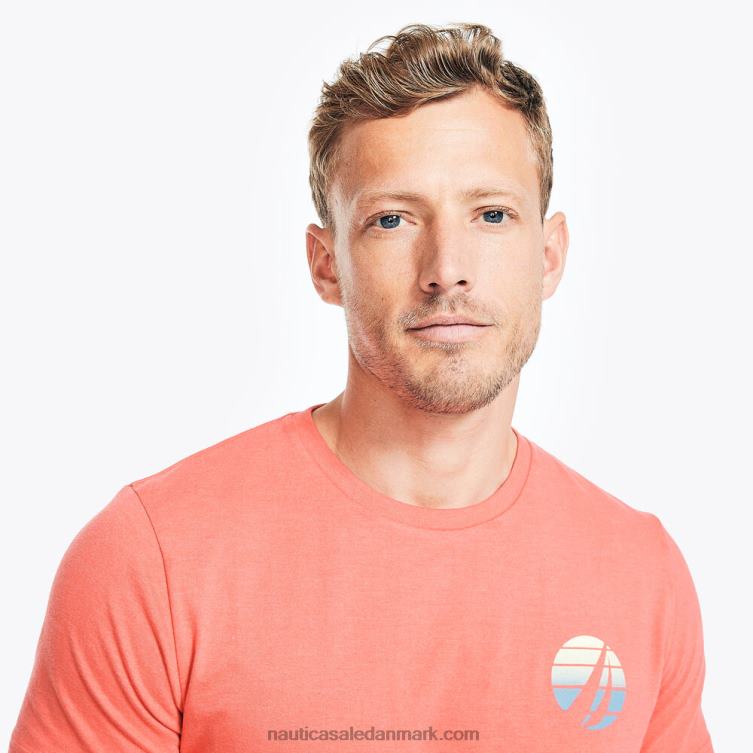 stor og høj bæredygtigt udformet surfing grafisk t-shirt herlighed rød Nautica PZ4T627 Mænd