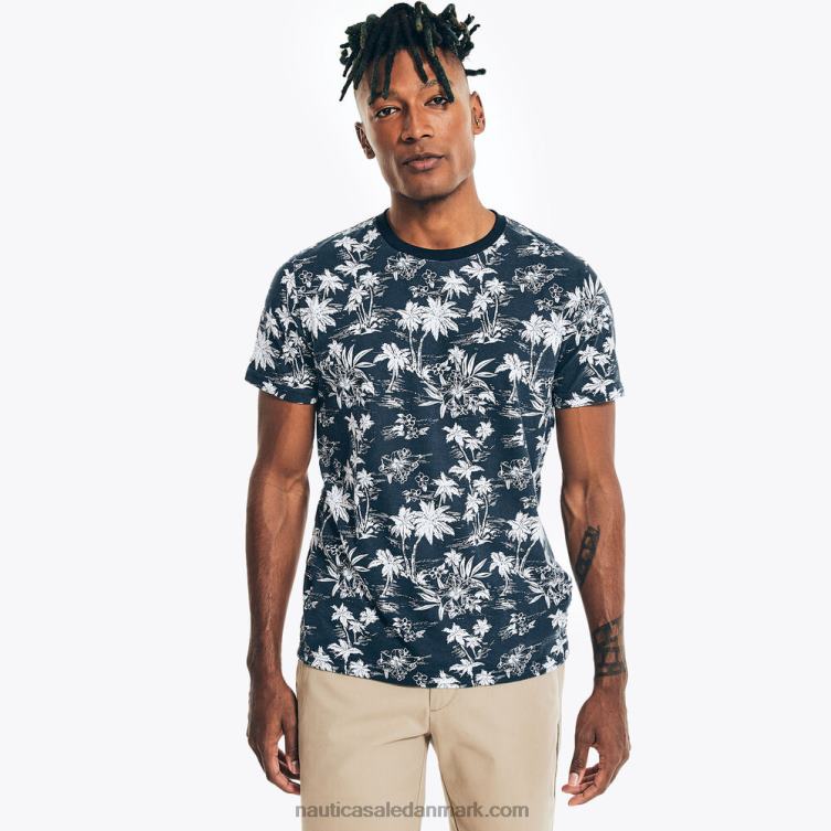 stor og høj bæredygtigt udformet t-shirt med tryk flåde Nautica PZ4T583 Mænd