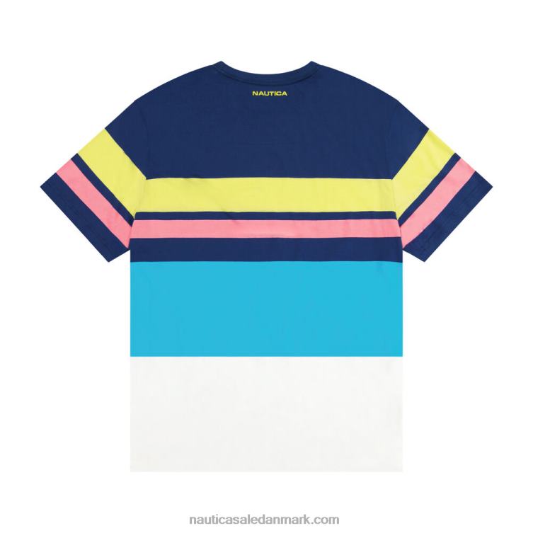 stor og høj colorblock stribet t-shirt ejendom blå Nautica PZ4T651 Mænd