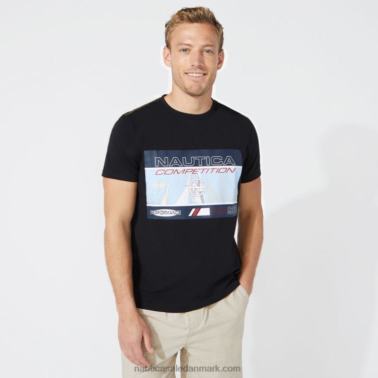 stor og høj konkurrence grafisk t-shirt ægte sort Nautica PZ4T729 Mænd
