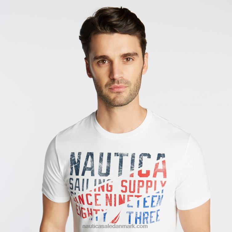 stor og høj sejlerforsyning grafisk t-shirt lyse hvid Nautica PZ4T642 Mænd