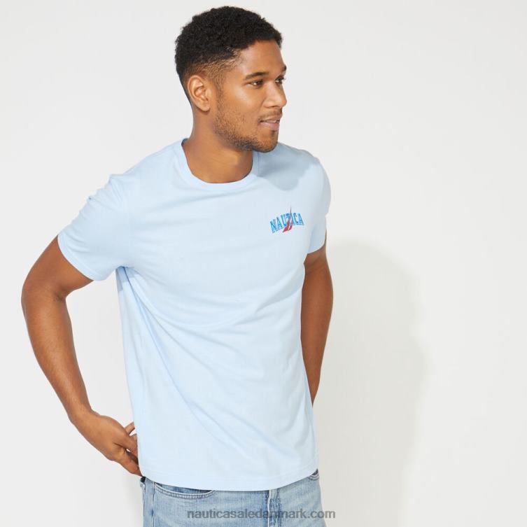 stor og høj t-shirt med sømandsprint azurblå Nautica PZ4T728 Mænd