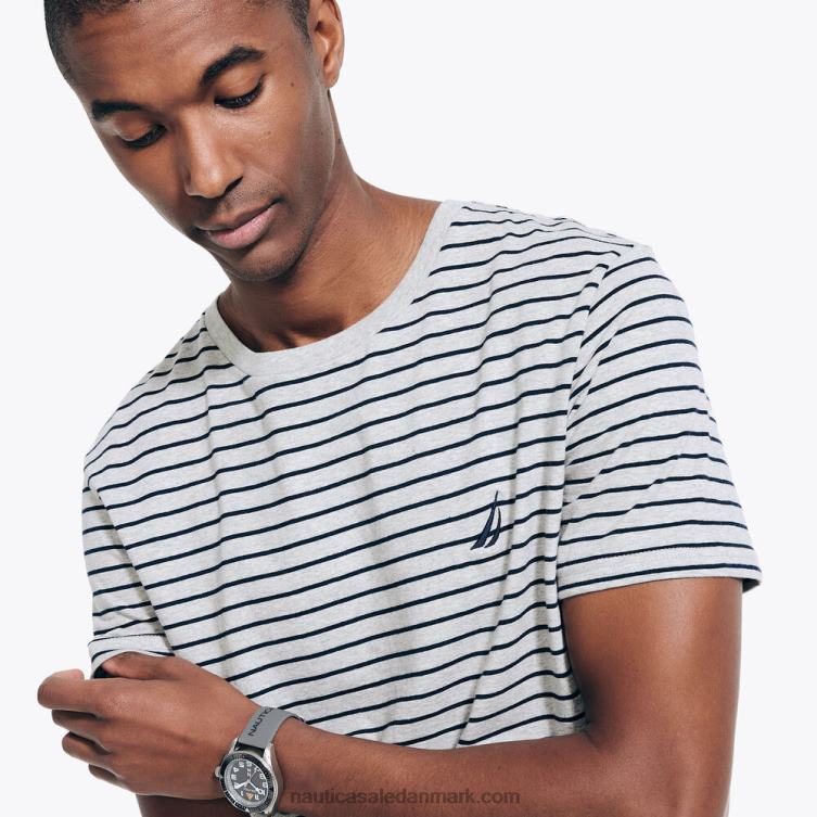 stribet t-shirt med rund hals grå lyng Nautica PZ4T47 Mænd